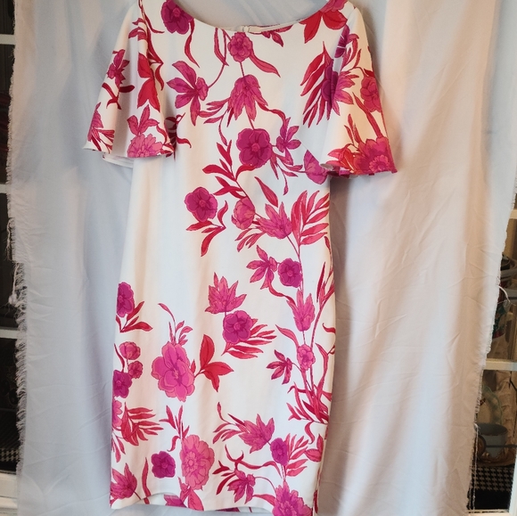 Woman's Dress white with floral size 14 - Picture 8 of 8